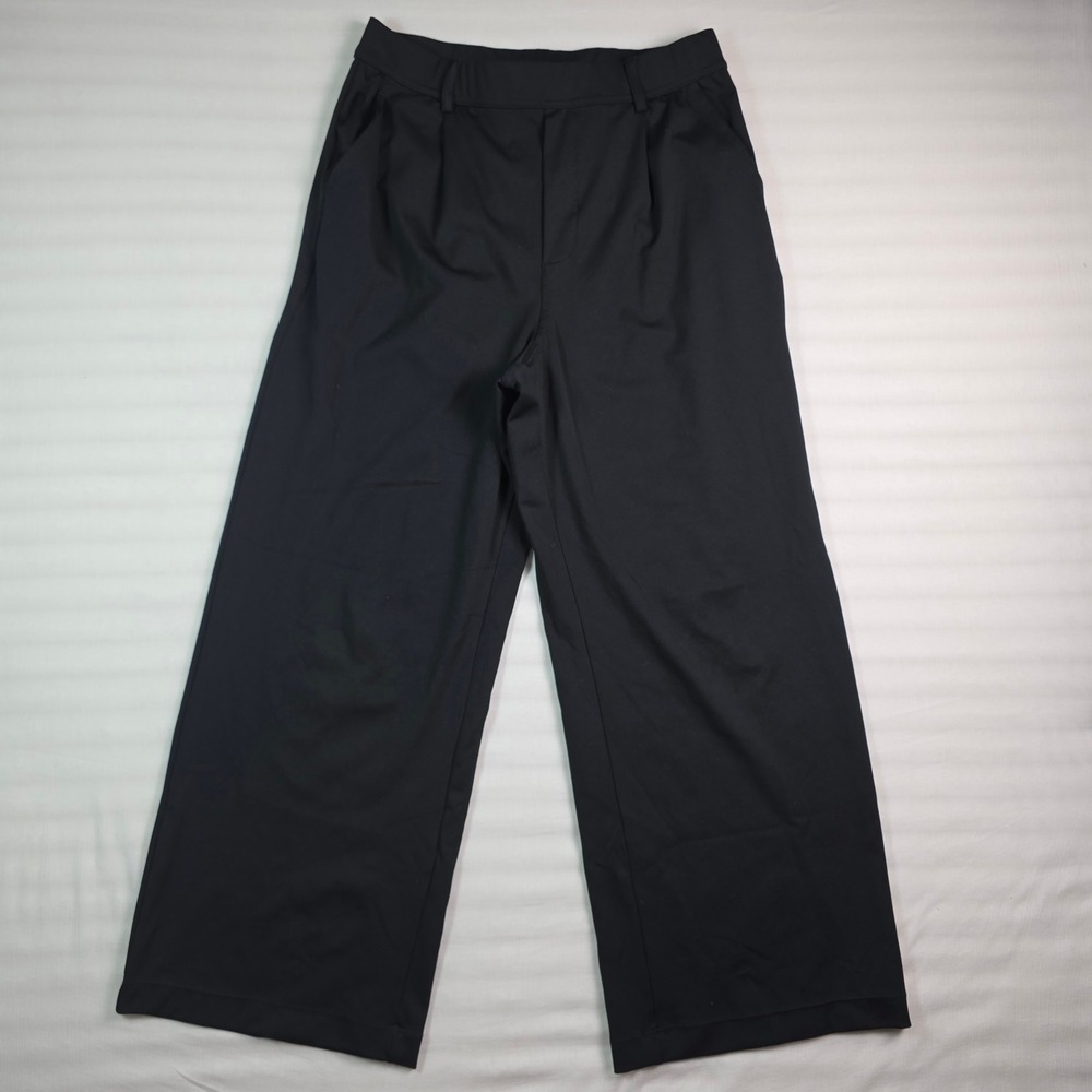 Halara Black Wide Leg Trousers High Waisted Pleated Dress Pants Womens Medium
